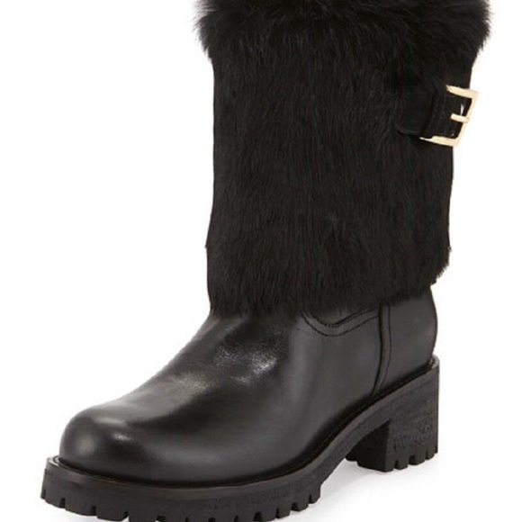 ❣️HP❣️Tory Burch fur cuff black moto boot - Picture 4 of 9